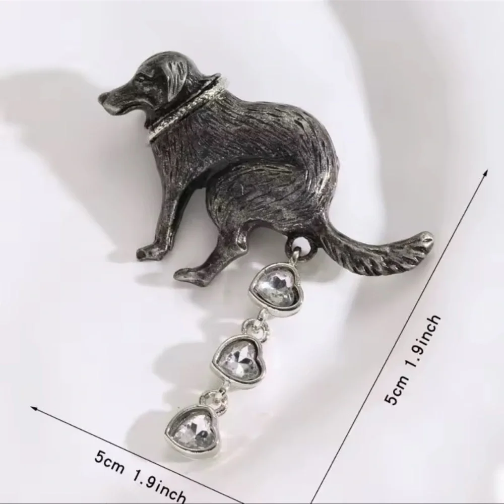 Pooping Gold Dog Brooch